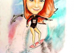 ציור קריקטורה מושקע כמתנה לבת מצווה - מאת בתאל הקריקטוריסטית