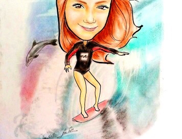 ציור קריקטורה מושקע כמתנה לבת מצווה - מאת בתאל הקריקטוריסטית