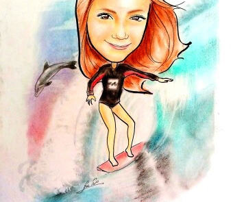 ציור קריקטורה מושקע כמתנה לבת מצווה - מאת בתאל הקריקטוריסטית