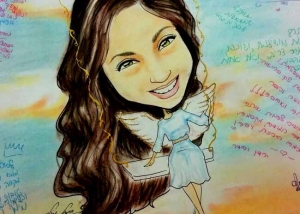 ציור קריקטורה לחוגגת בת המצווה - מאת בתאל הקריקטוריסטית