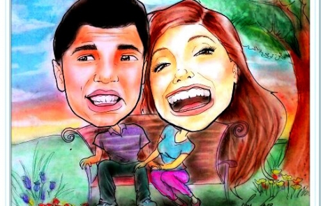 מתנה לבן או בת הזוג לכבוד יום ההולדת בצורת קריקטורה מחמיאה ומצחיקה מאת בתאל הקריקטוריסטית