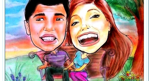 מתנה לבן או בת הזוג לכבוד יום ההולדת בצורת קריקטורה מחמיאה ומצחיקה מאת בתאל הקריקטוריסטית