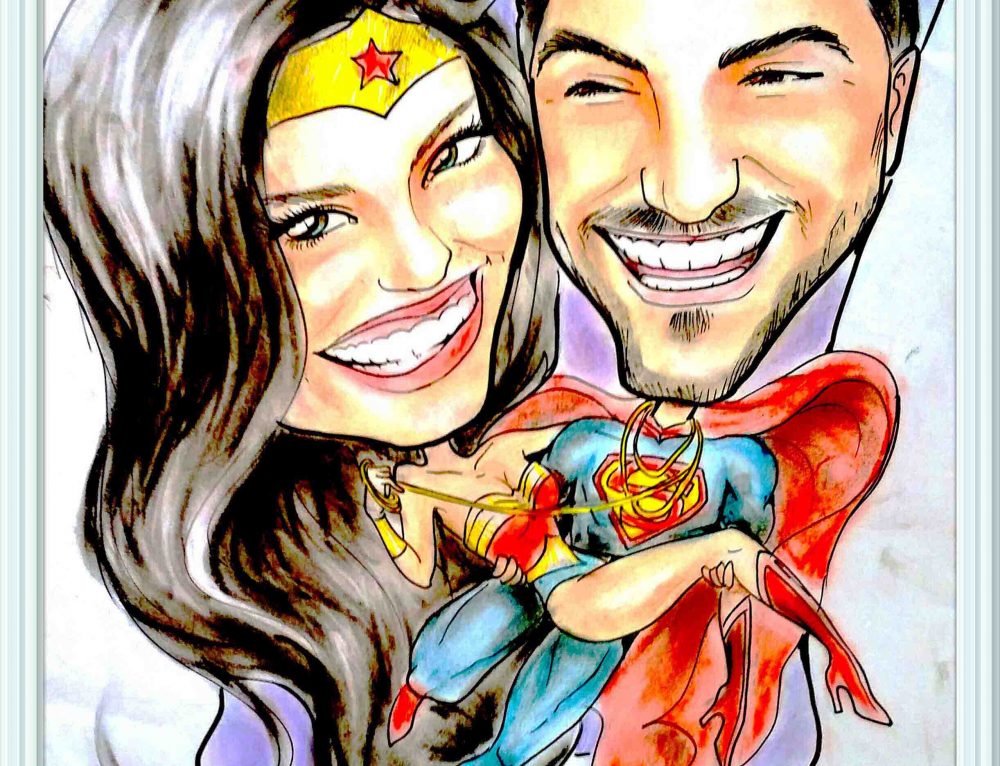 ציור קריקטורה זוגי לזוג מיוחד מאוד