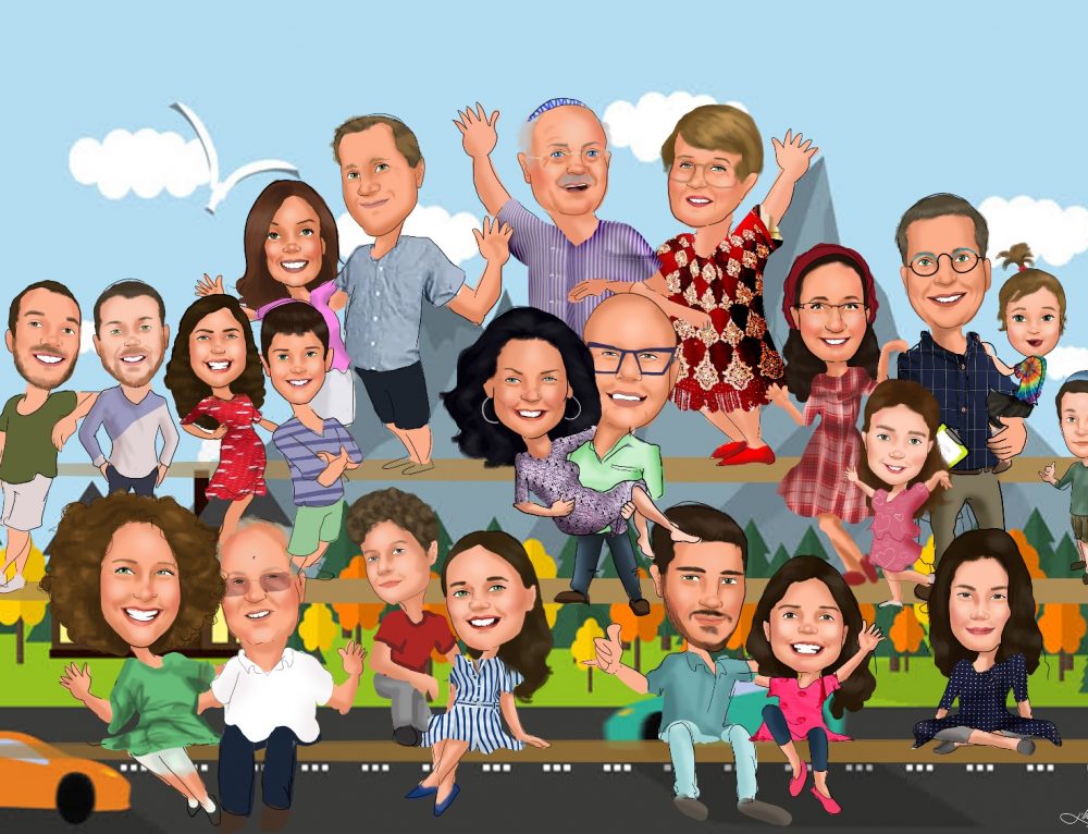 ציור קריקטורה מקצועי ומושקע – מאת בתאל הקריקטוריסטית, מתנה יפה וזיכרון מאירוע מיוחד לכל המשפחה